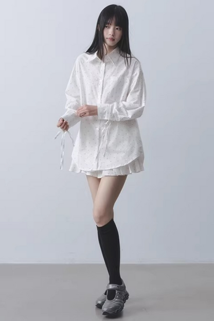 Peach Polka Dot Blouse Set