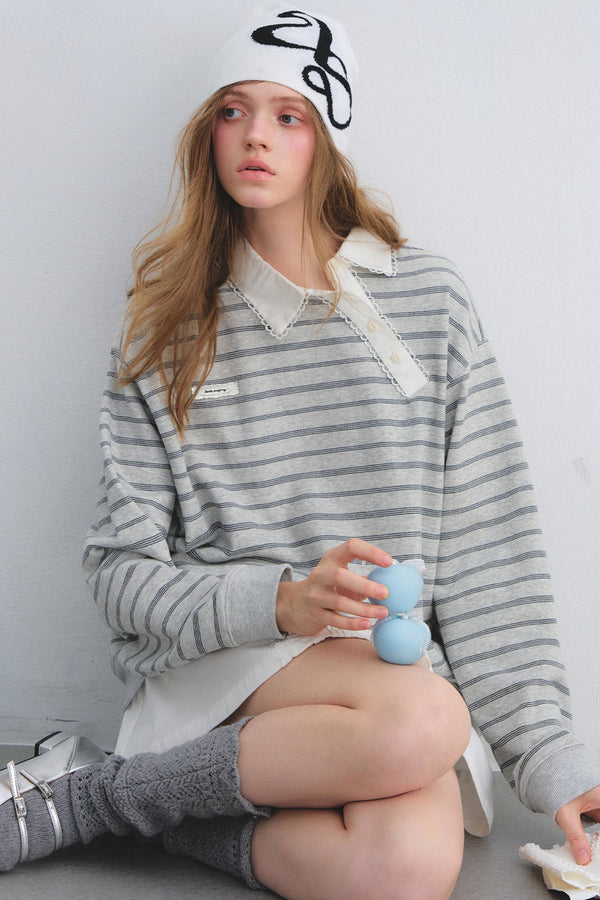 Retro Lace Collar Sweatshirt