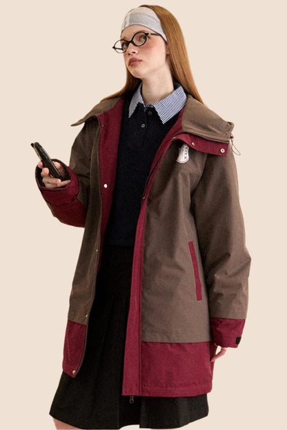 Retro Lapel Mid-Length Down Jacket