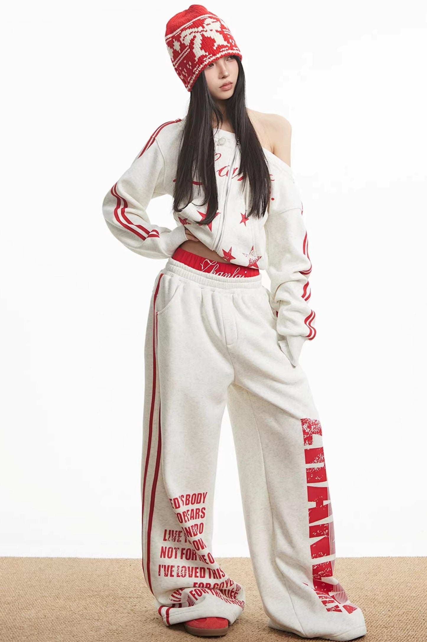 Spicy Girl Off-Shoulder Sweatshirt Set-Up