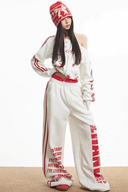 Spicy Girl Off-Shoulder Sweatshirt Set-Up