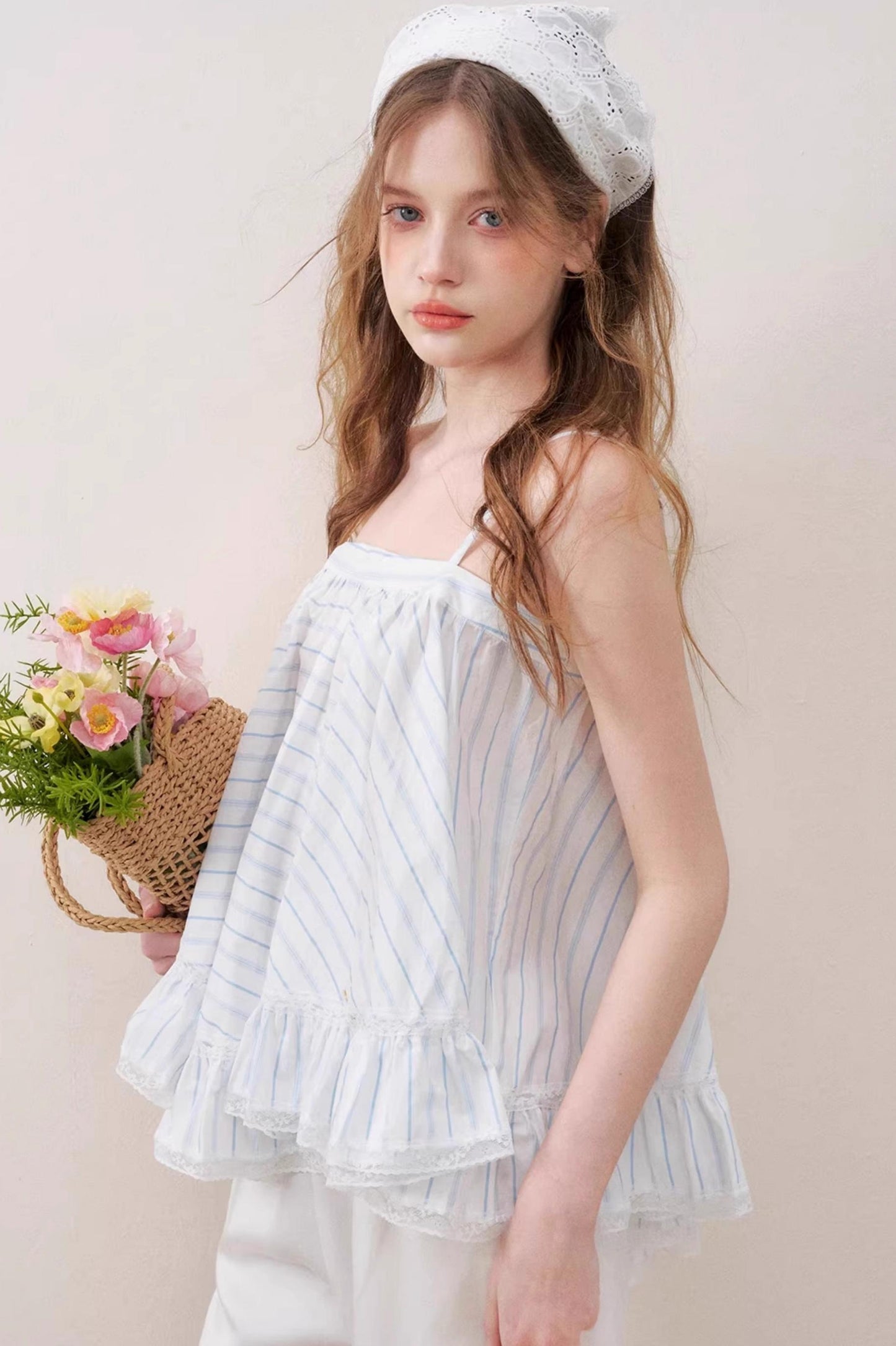 Lace-Trimmed Striped Cami