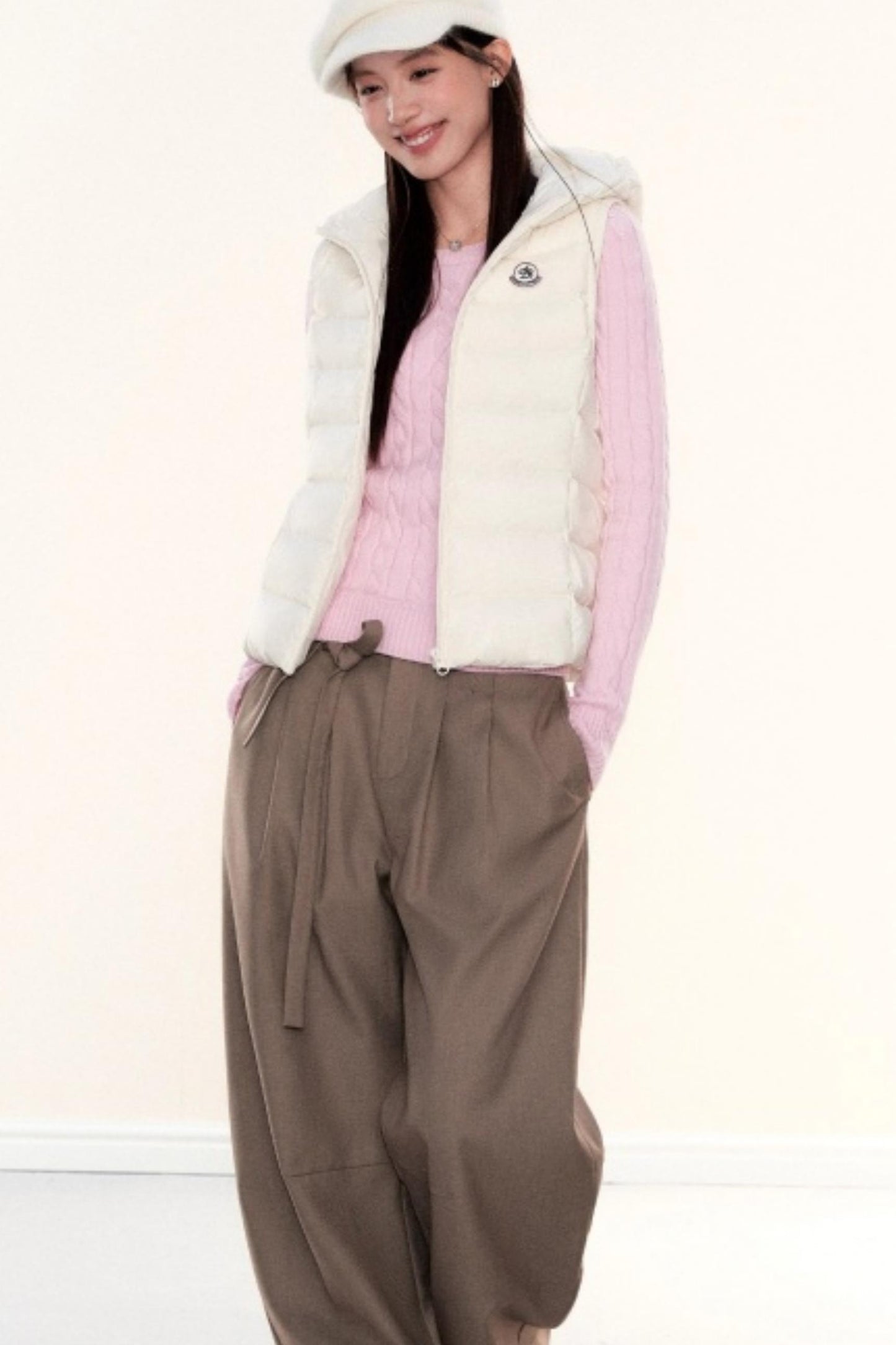 Hooded Ribbed Down Vest