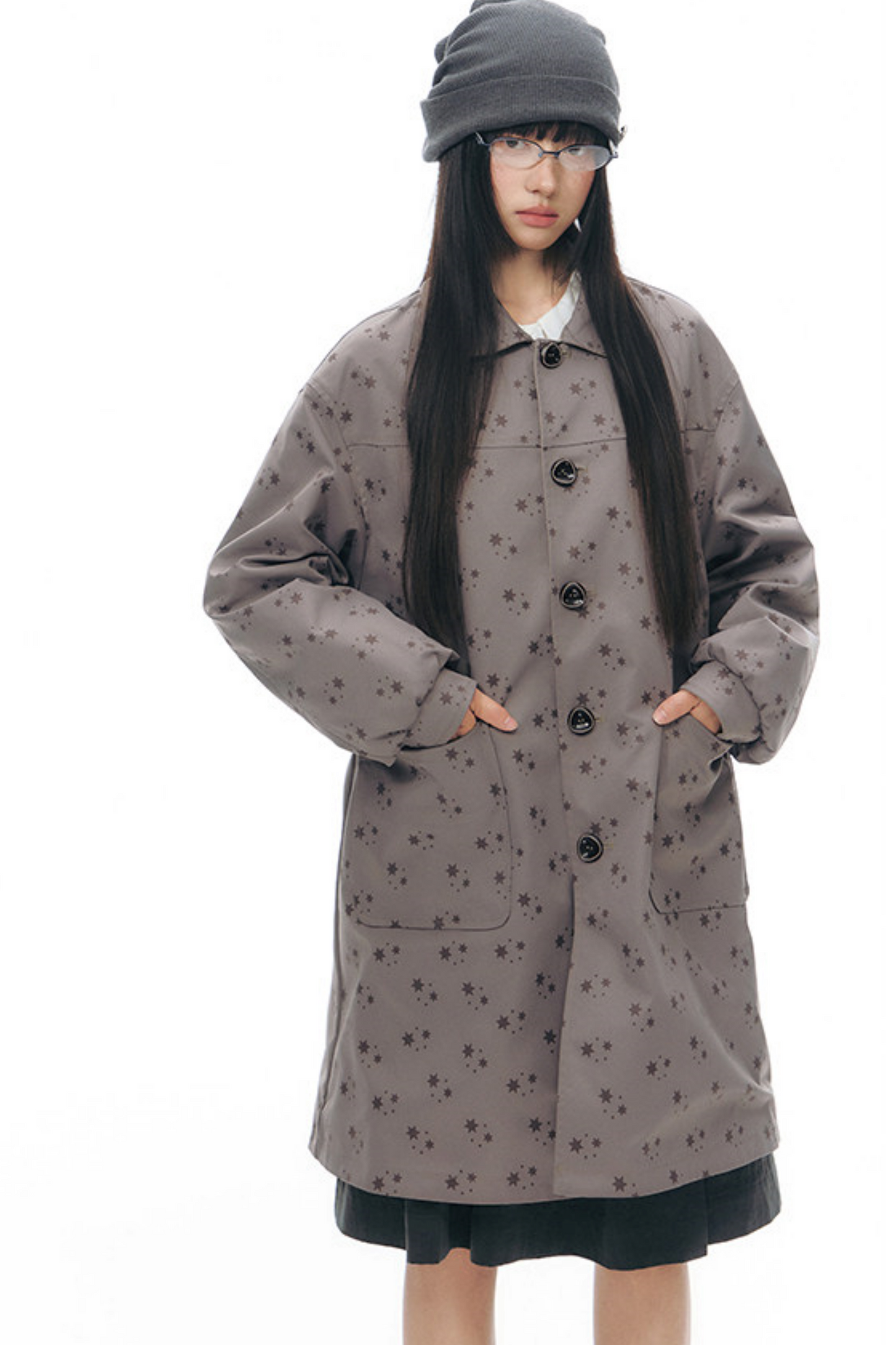 Double-Sided Doll Collar Trench Coat