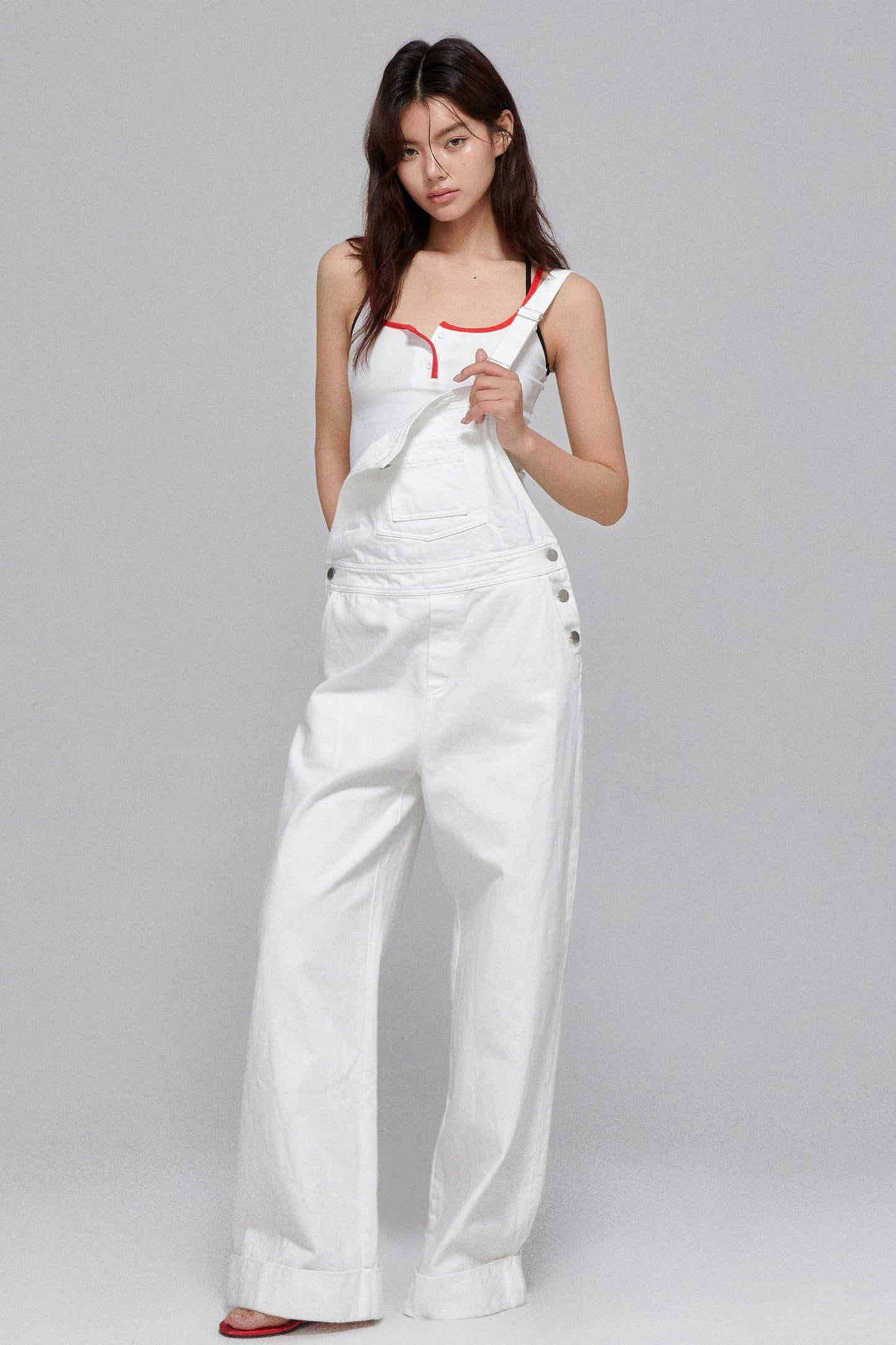 Tricolor Lace Slim Strap Top