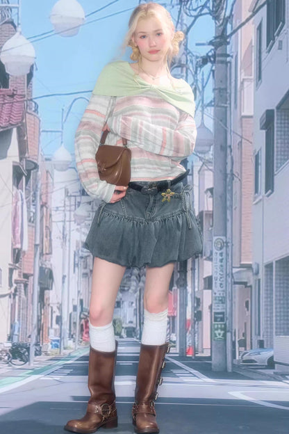 Spring Mist Striped Knit Top