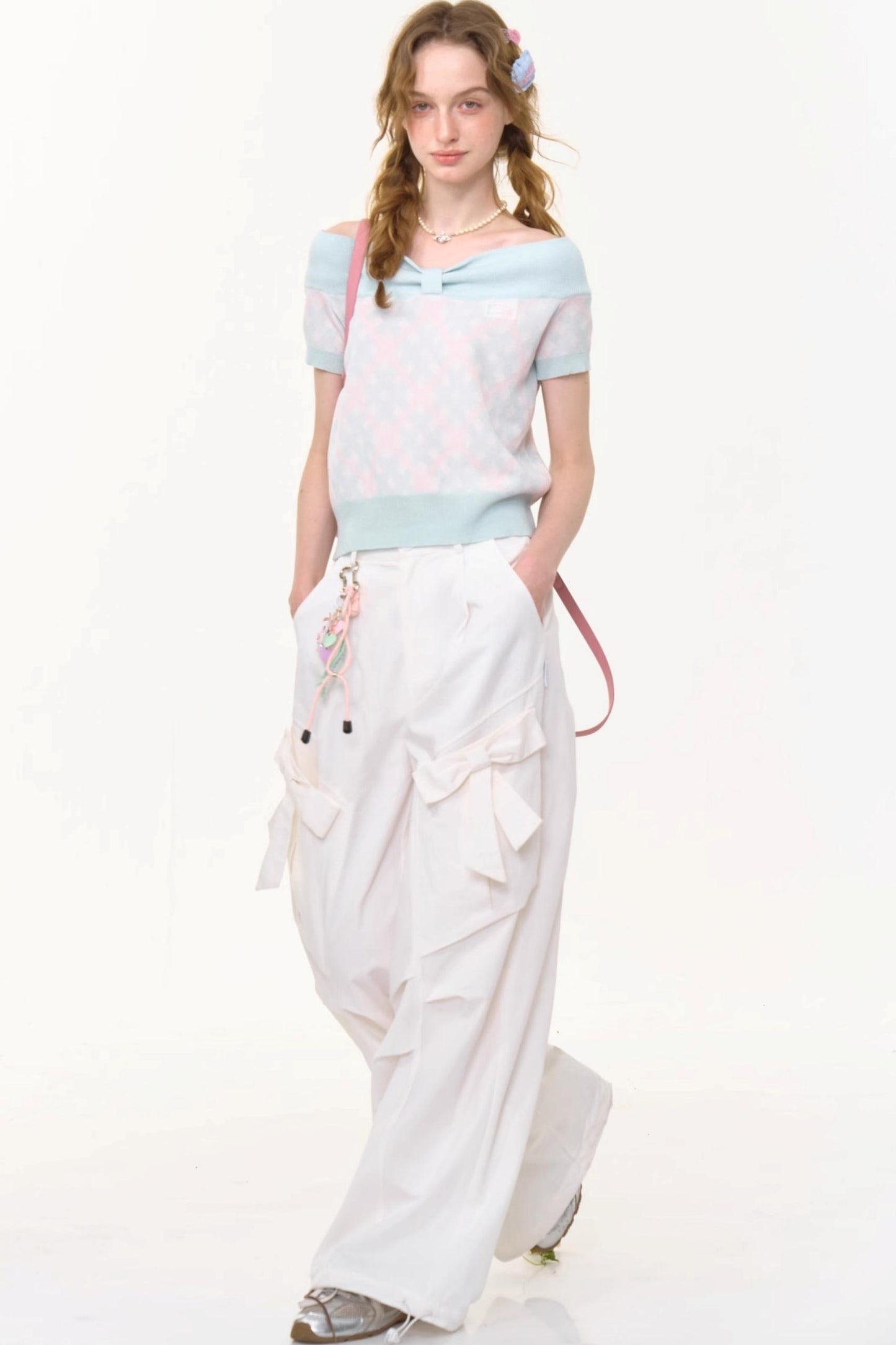 Retro White High-Waist Wide-Leg Pants