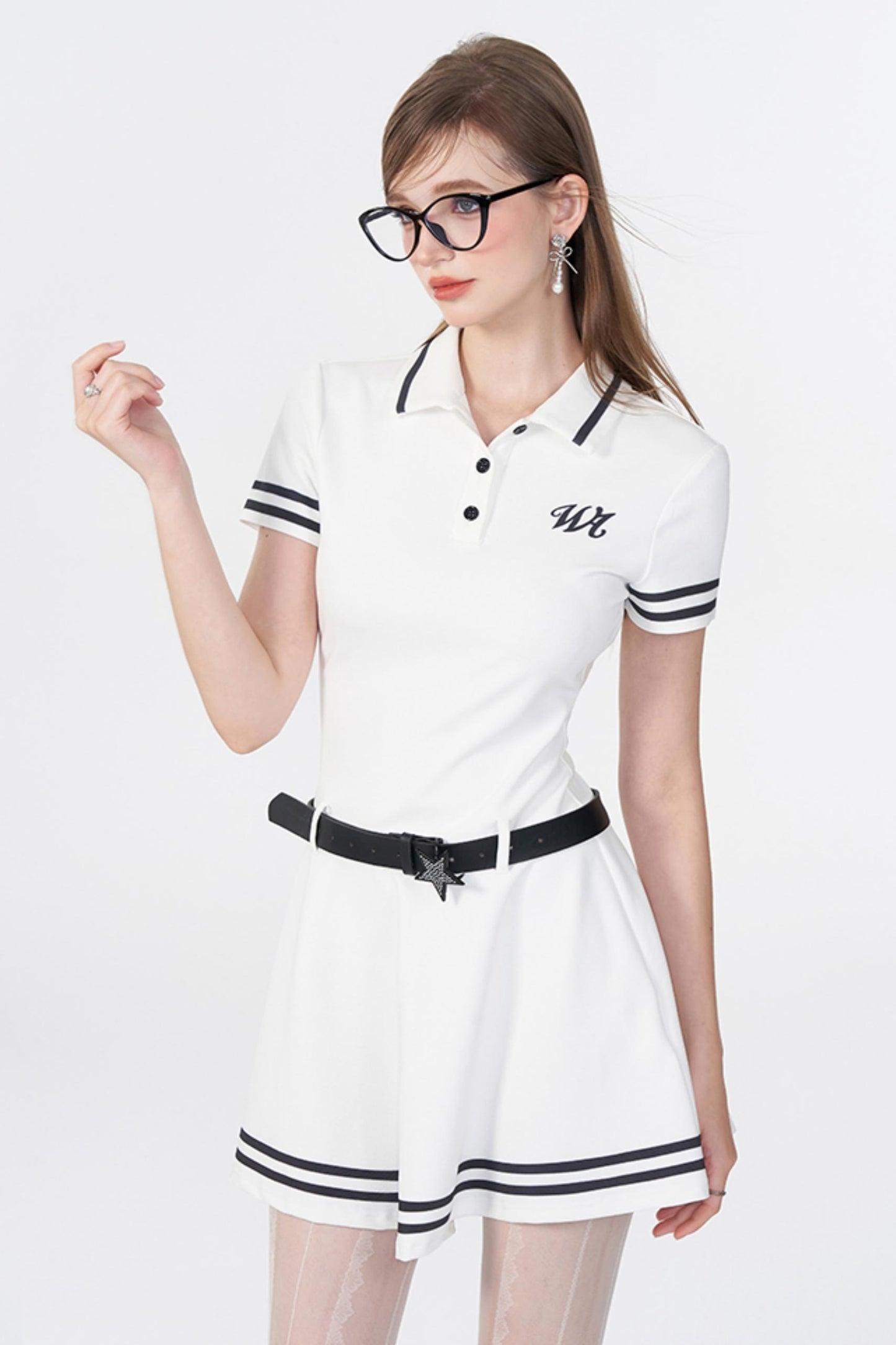 White Logo Polo Dress