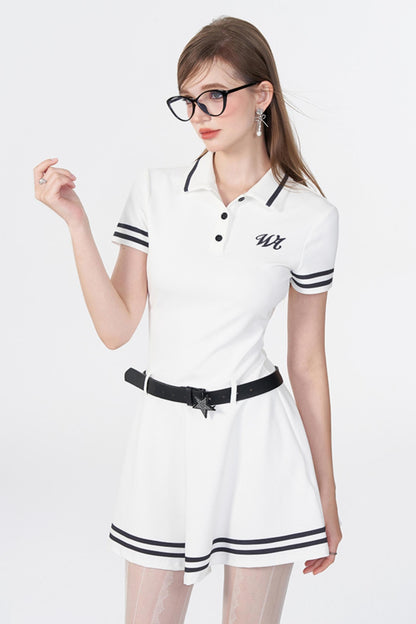 White Logo Polo Dress