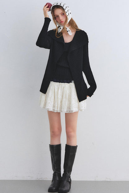 Color-Block Lace Tiered Skirt