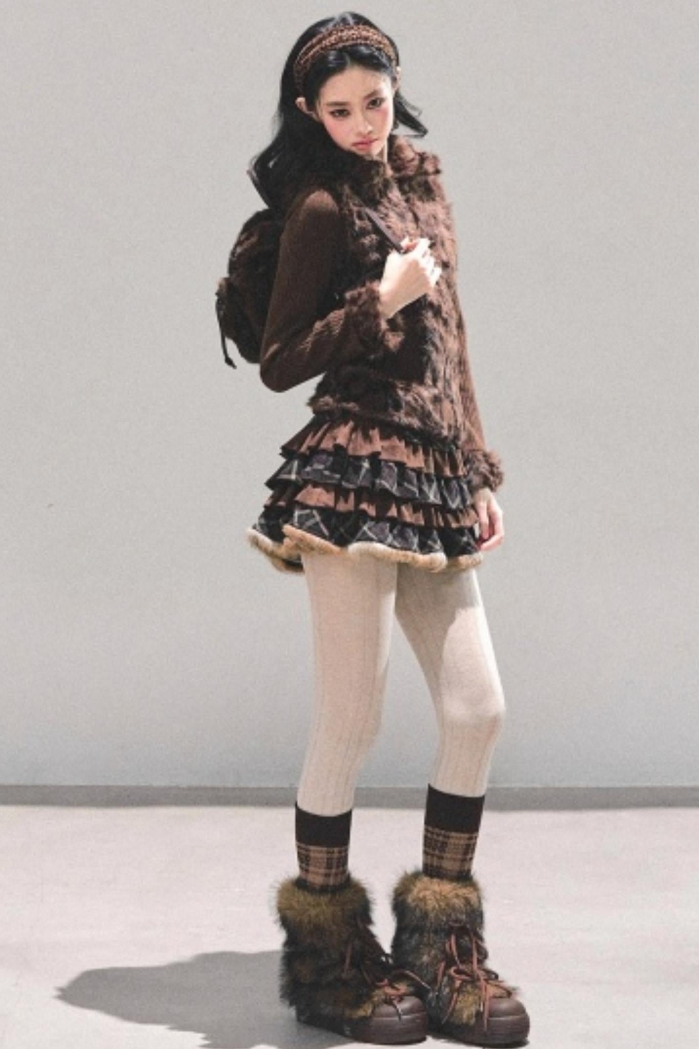 Maillard Poetry Plaid Skirt