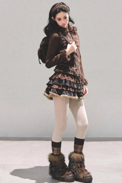 Maillard Poetry Plaid Skirt