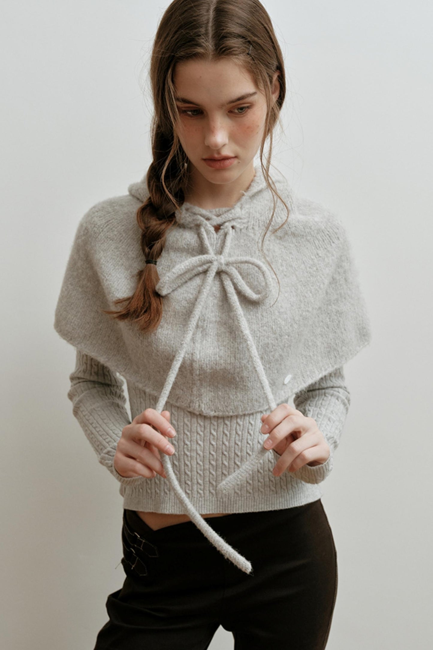 Pearl Gray Knit Cape Hat