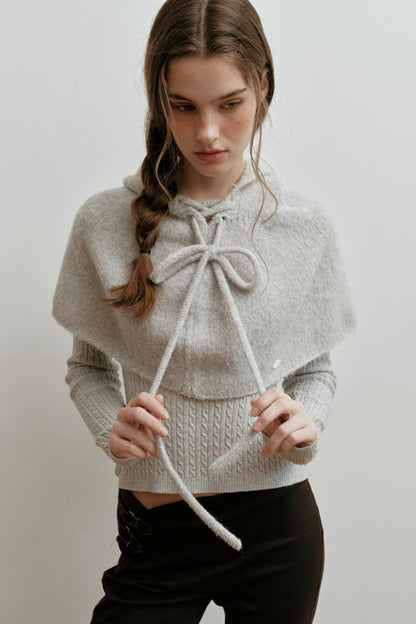 Pearl Gray Knit Cape Hat