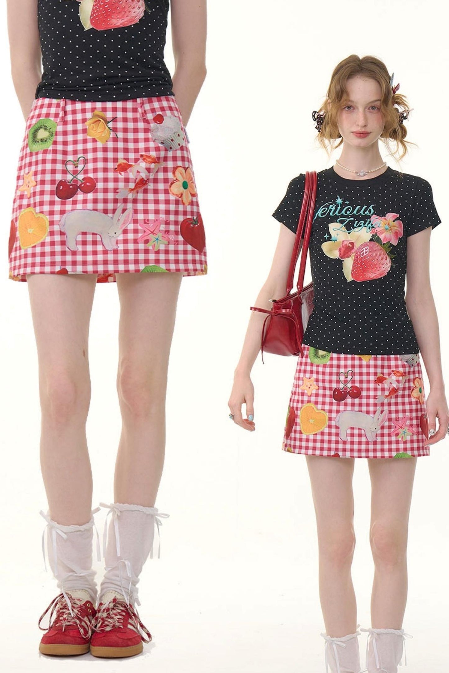 Summer Fruit High-Waisted Skirt
