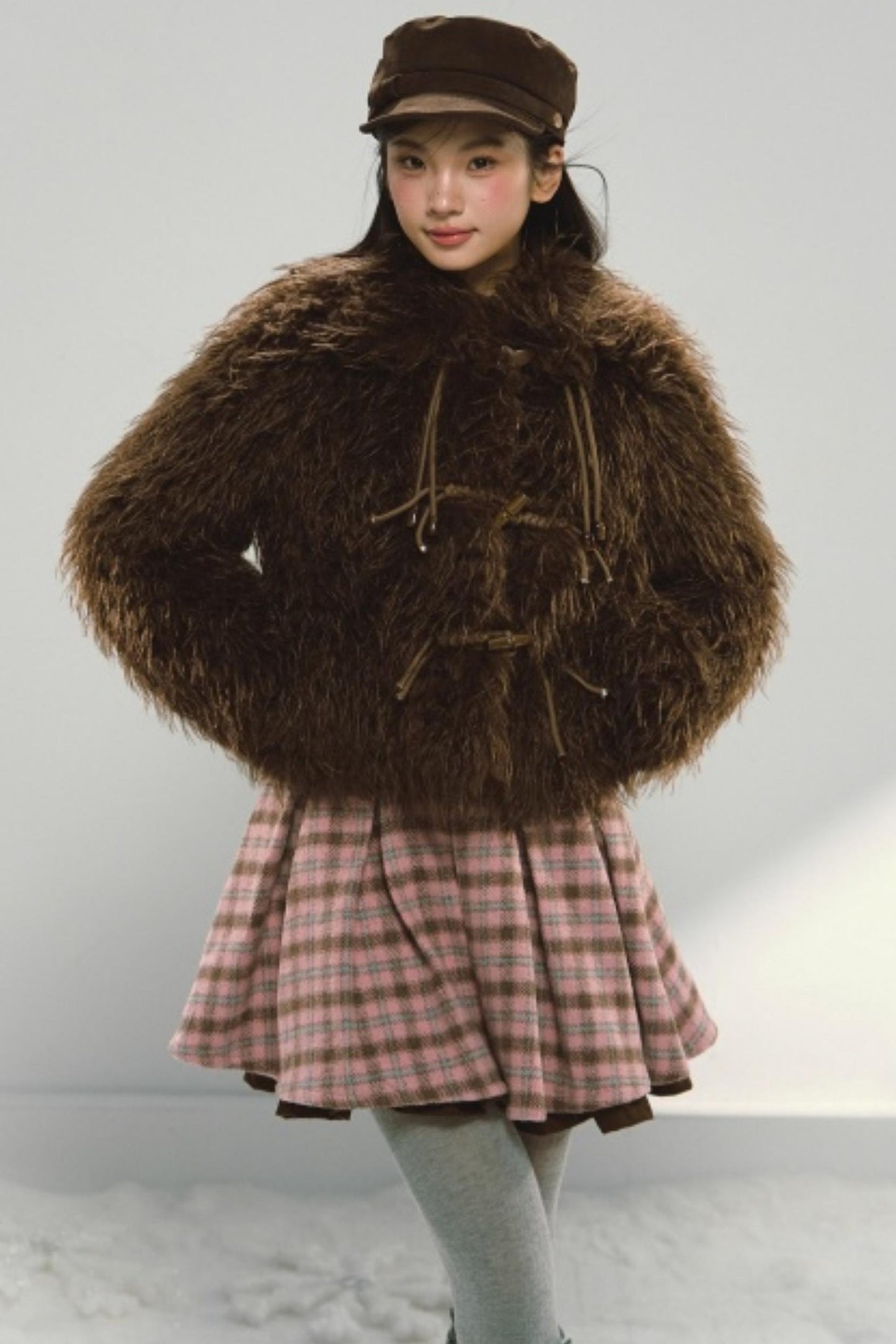 Plaid Retro Pleated Dress Set