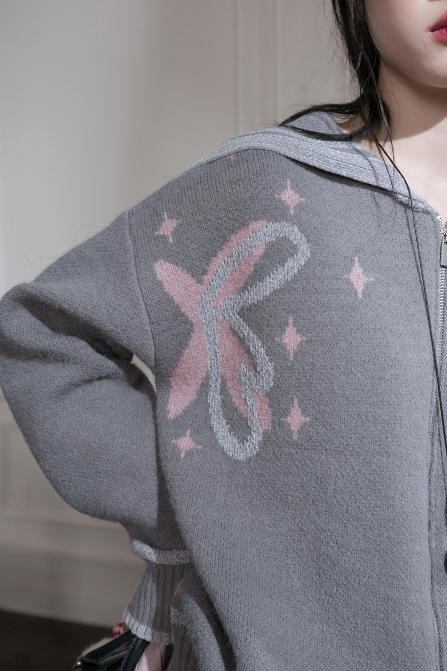 Cloud Gray Collar Knitwear Set