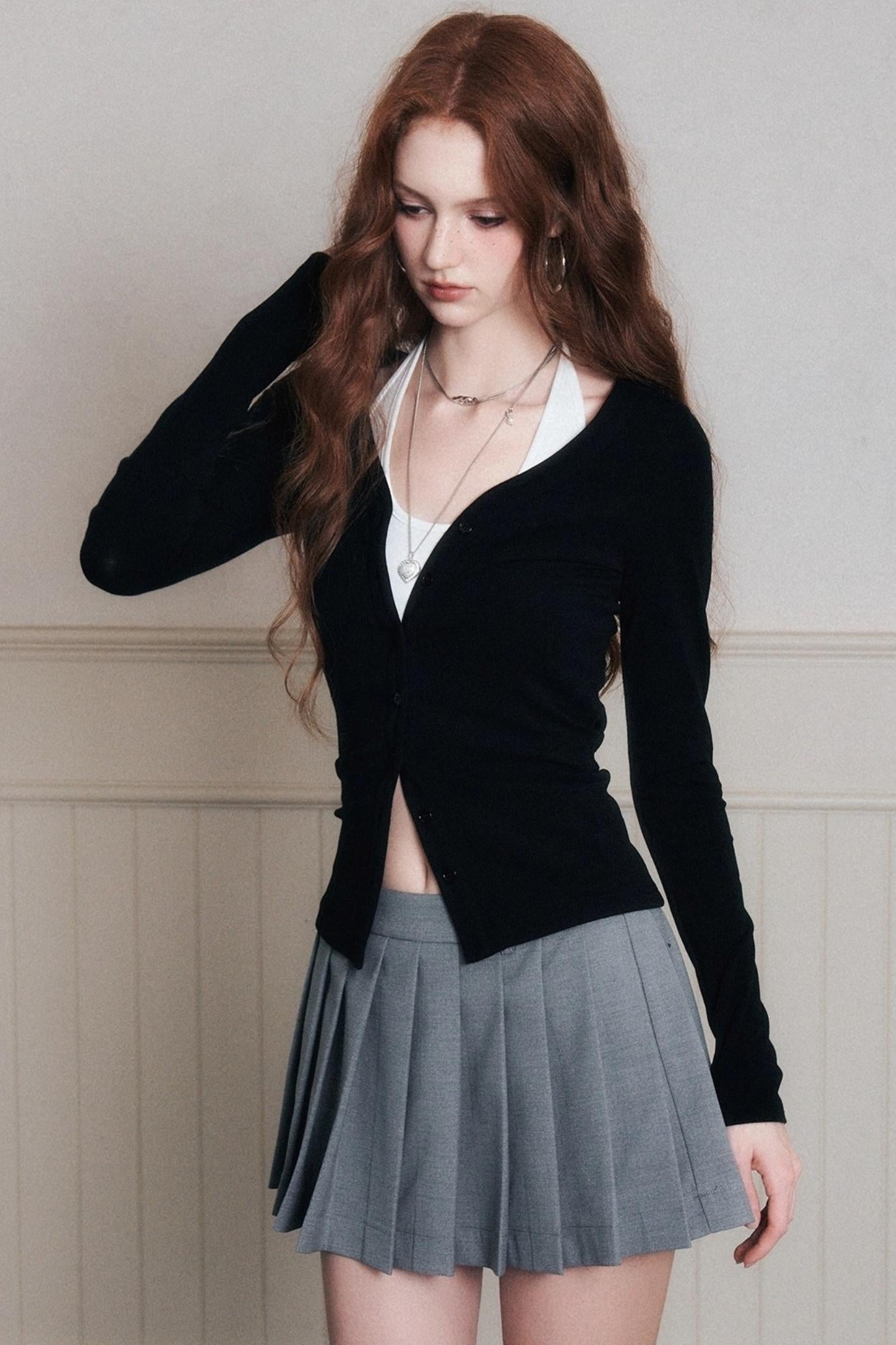 Timeless Grey Pleated A-Line Skirt