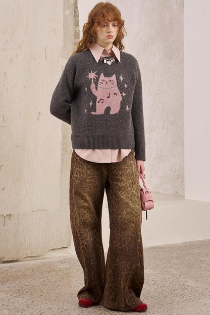 Leopard Split Wide Leg Pants