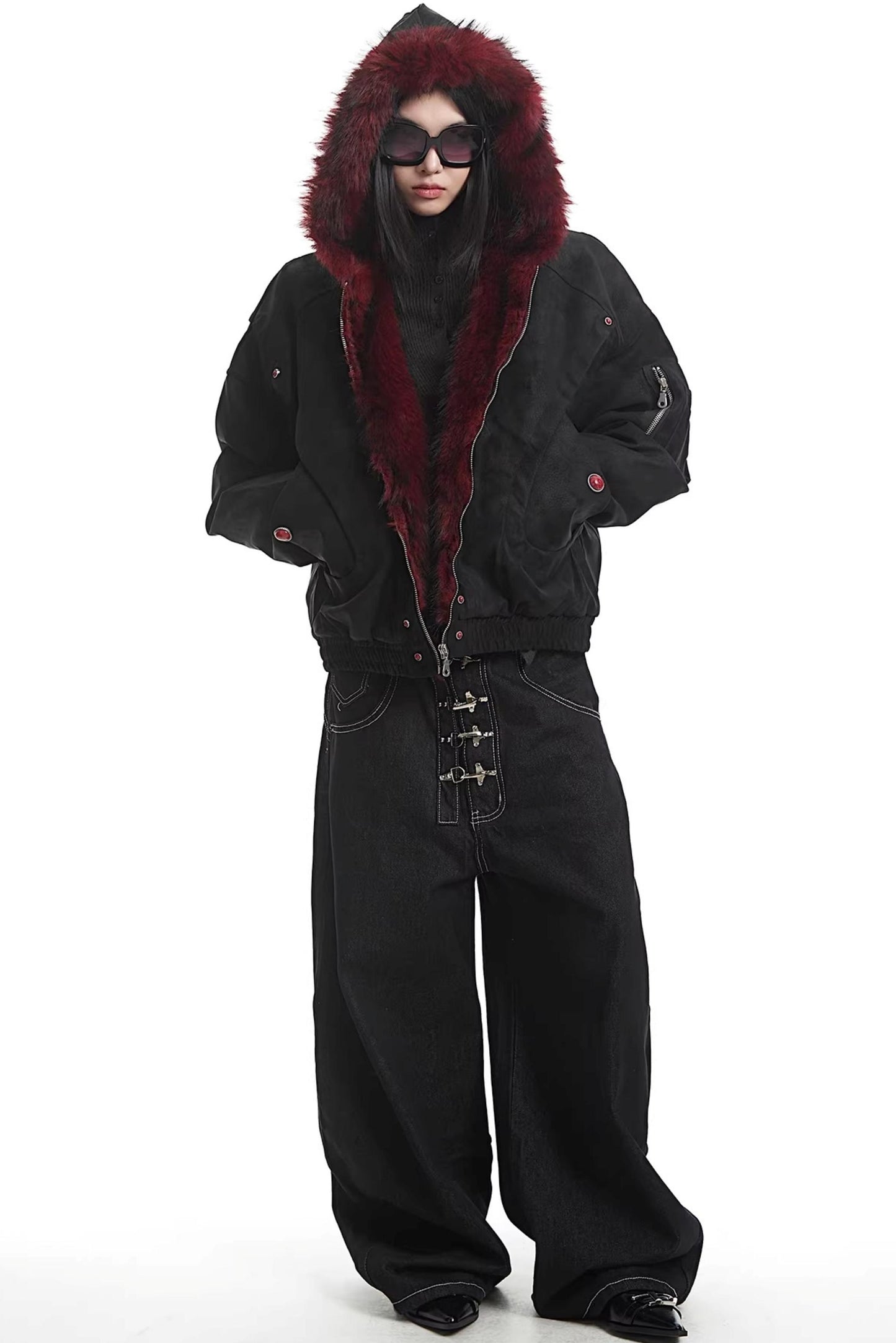 Retro Fur Collar Hooded Cotton Jacket