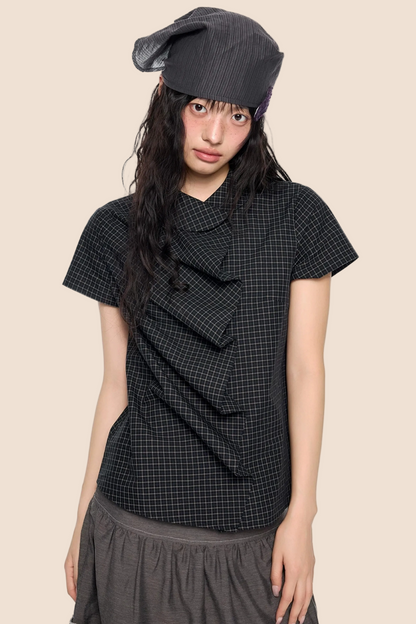 Doll Collar Plaid Blouse