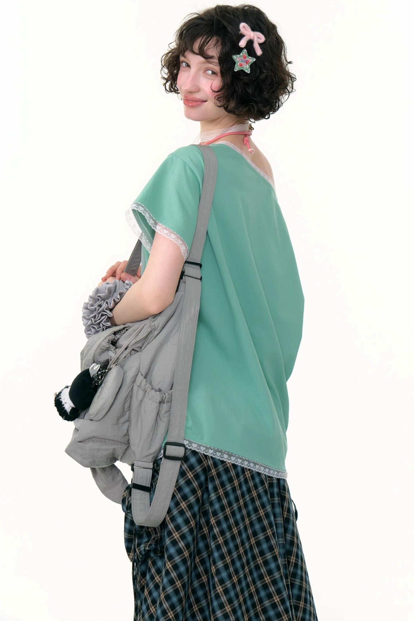 Star Rabbit Lace Short Sleeve T-shirt