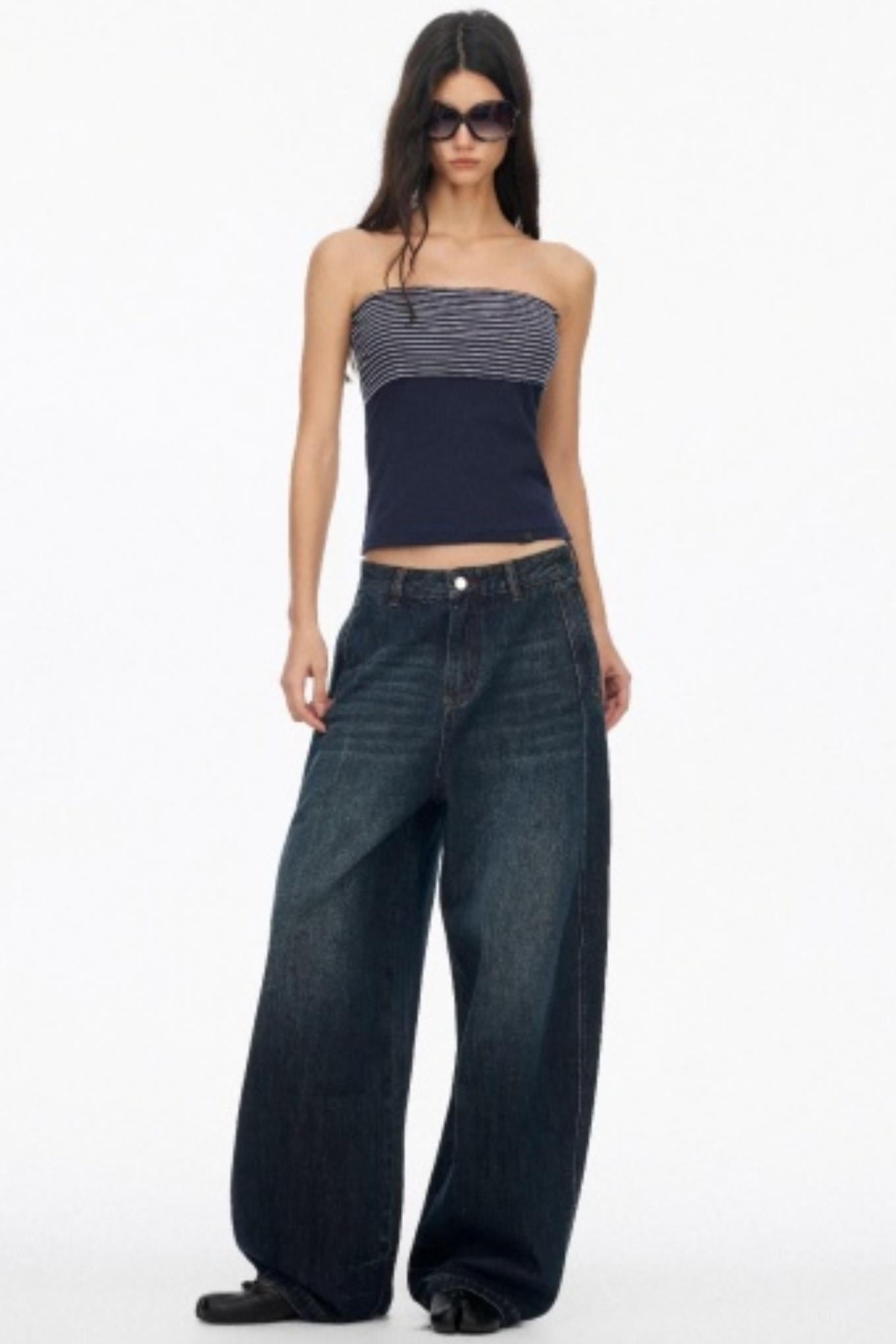 Distressed Cat Whiskers Straight Jeans