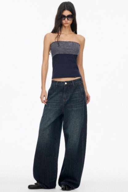 Distressed Cat Whiskers Straight Jeans