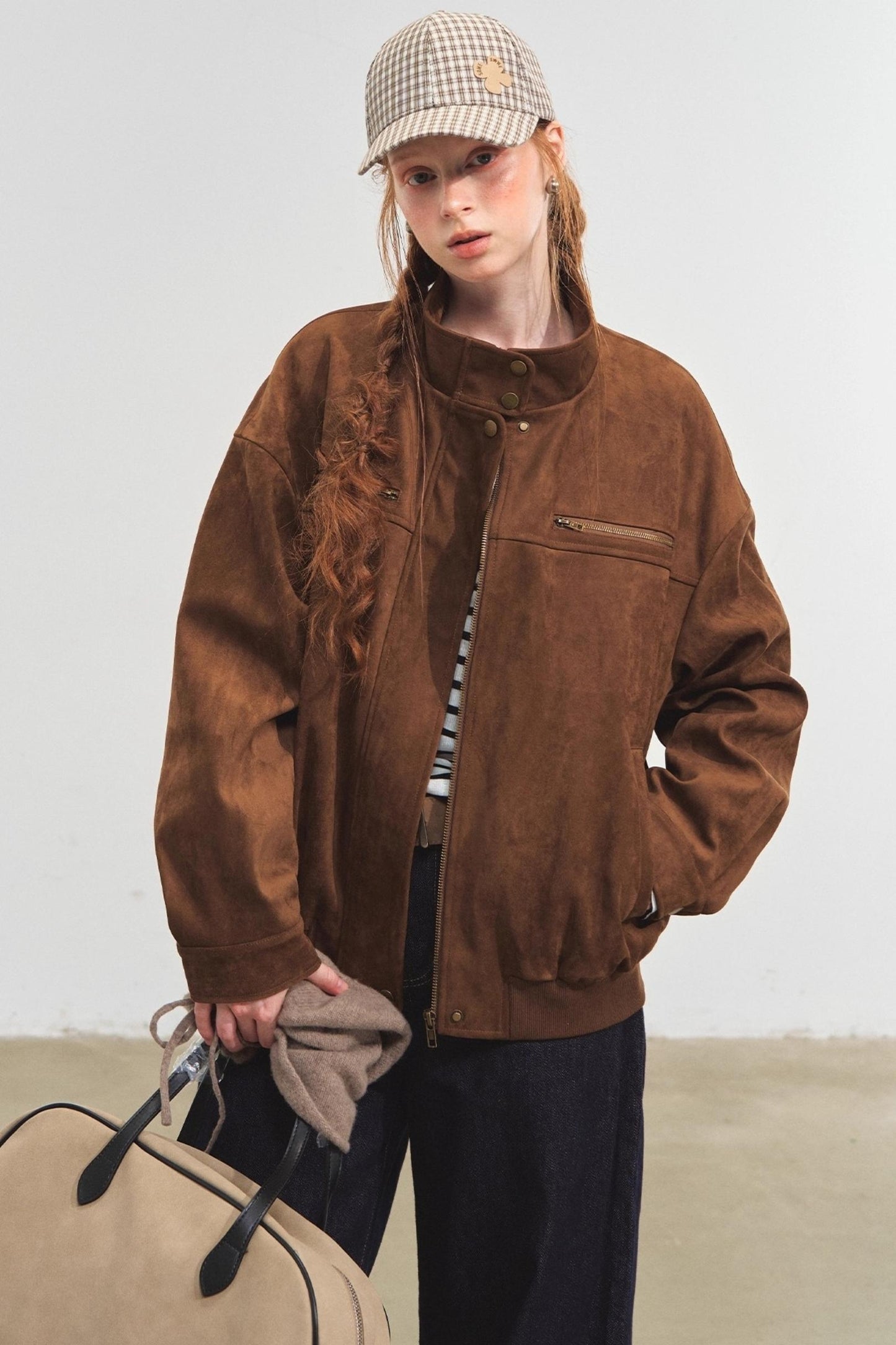 Lapel Suede Silhouette Jacket
