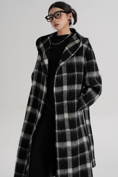 Plaid Alpaca Wool Coat