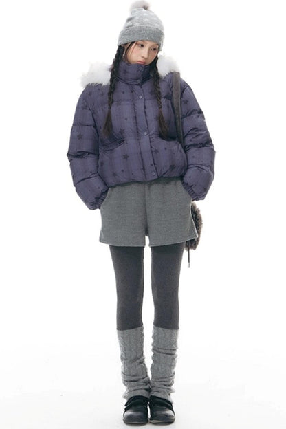 Patchwork Tweed Bootcut Shorts