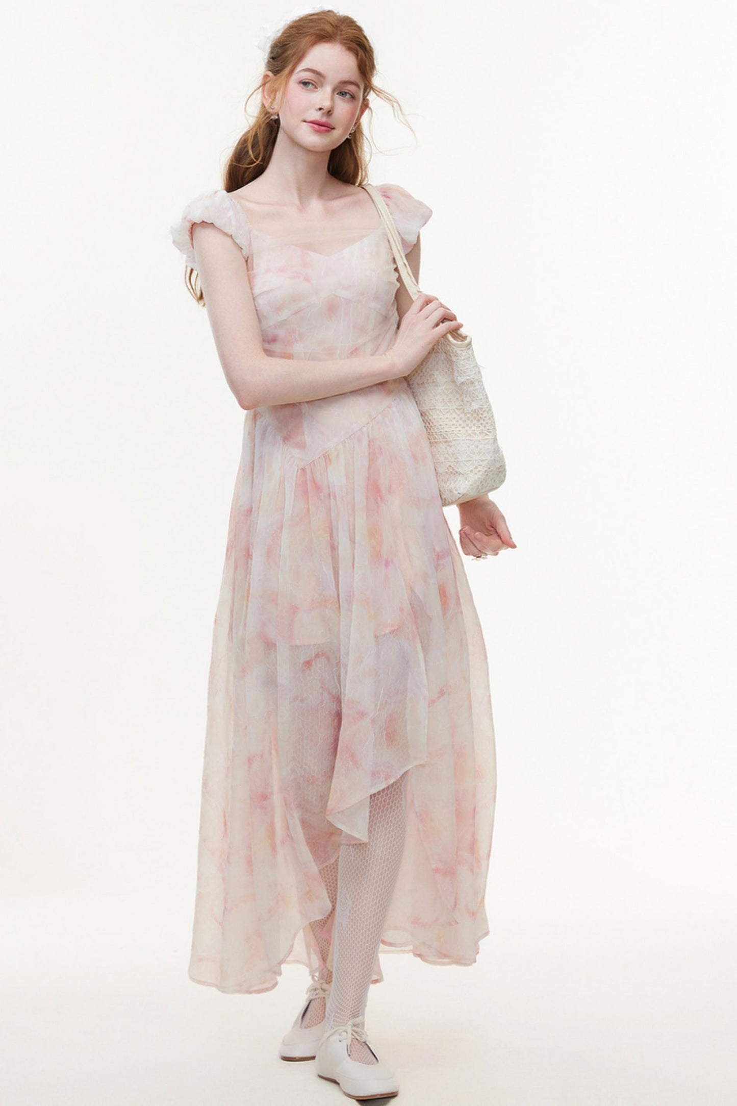 Pink Chiffon A-Line Dress