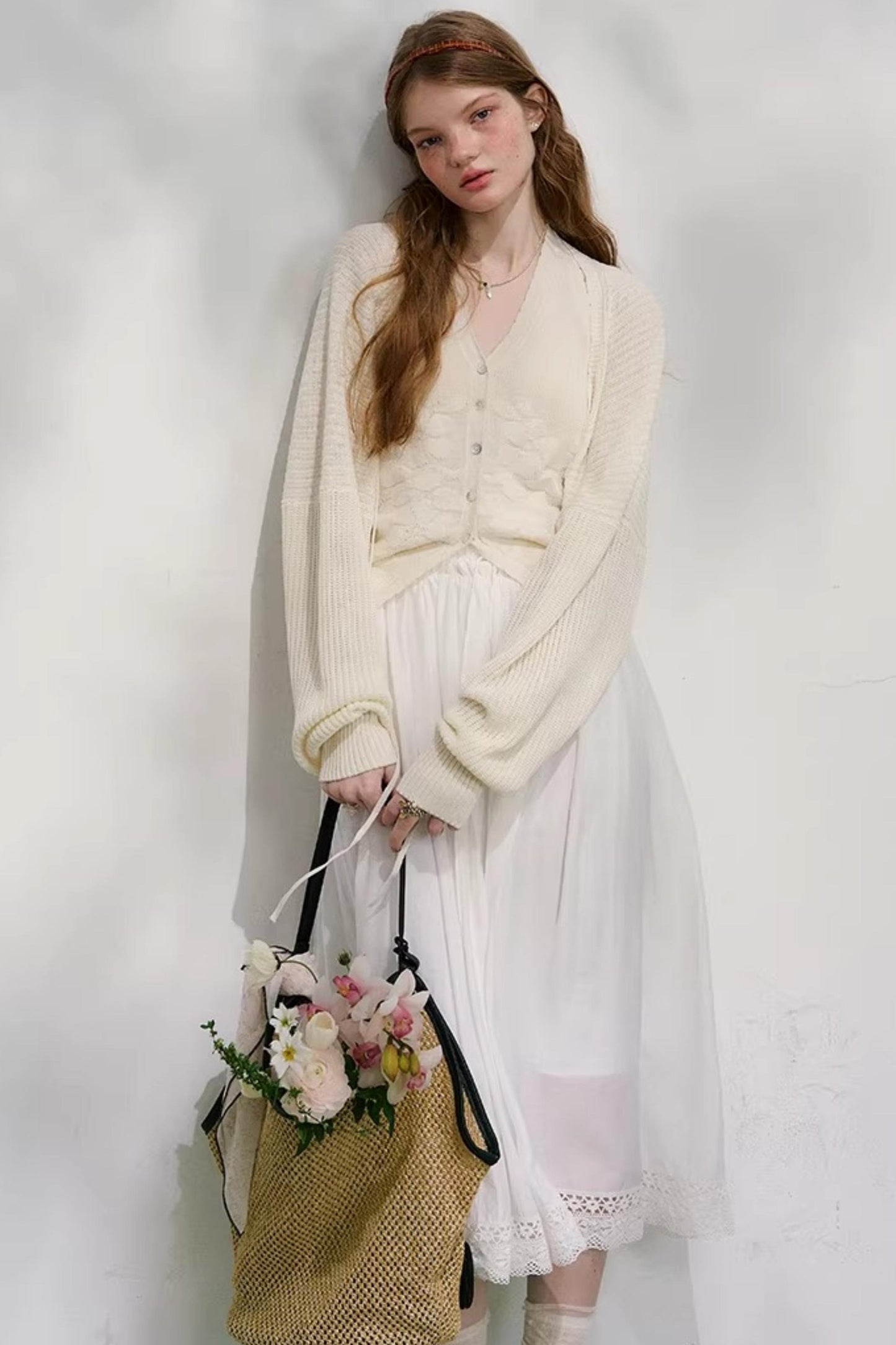 Cotton Lace Plaid Skirt