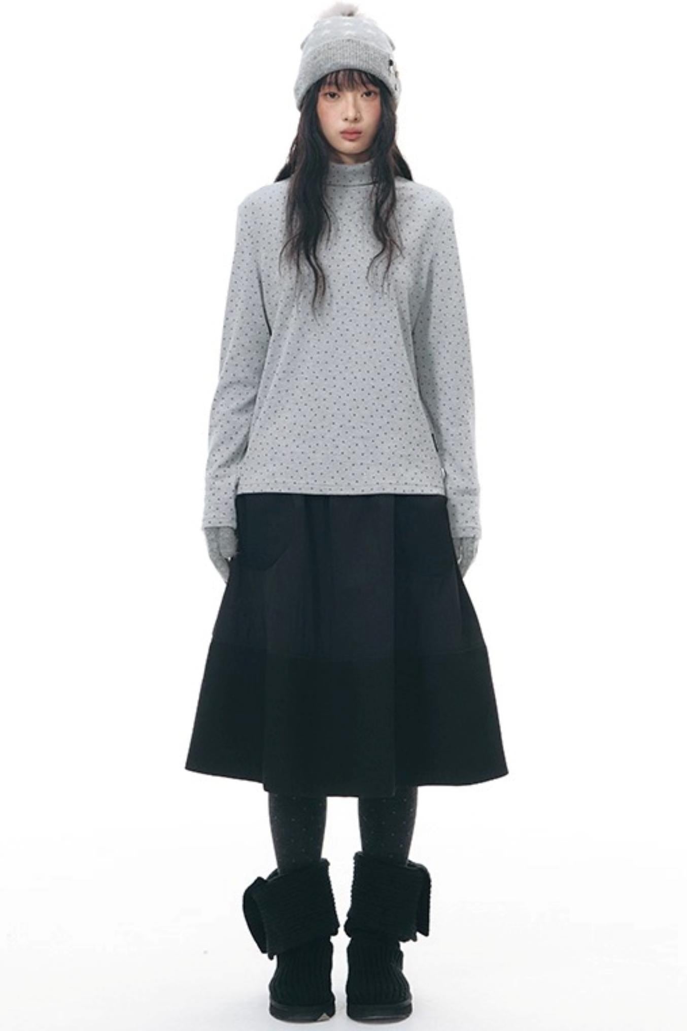 Textured Quilted A-Line Skirt