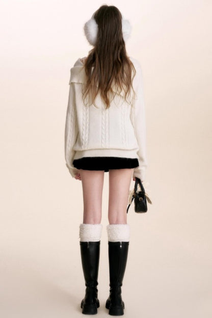 Velvet Pearl One-Shoulder Sweater