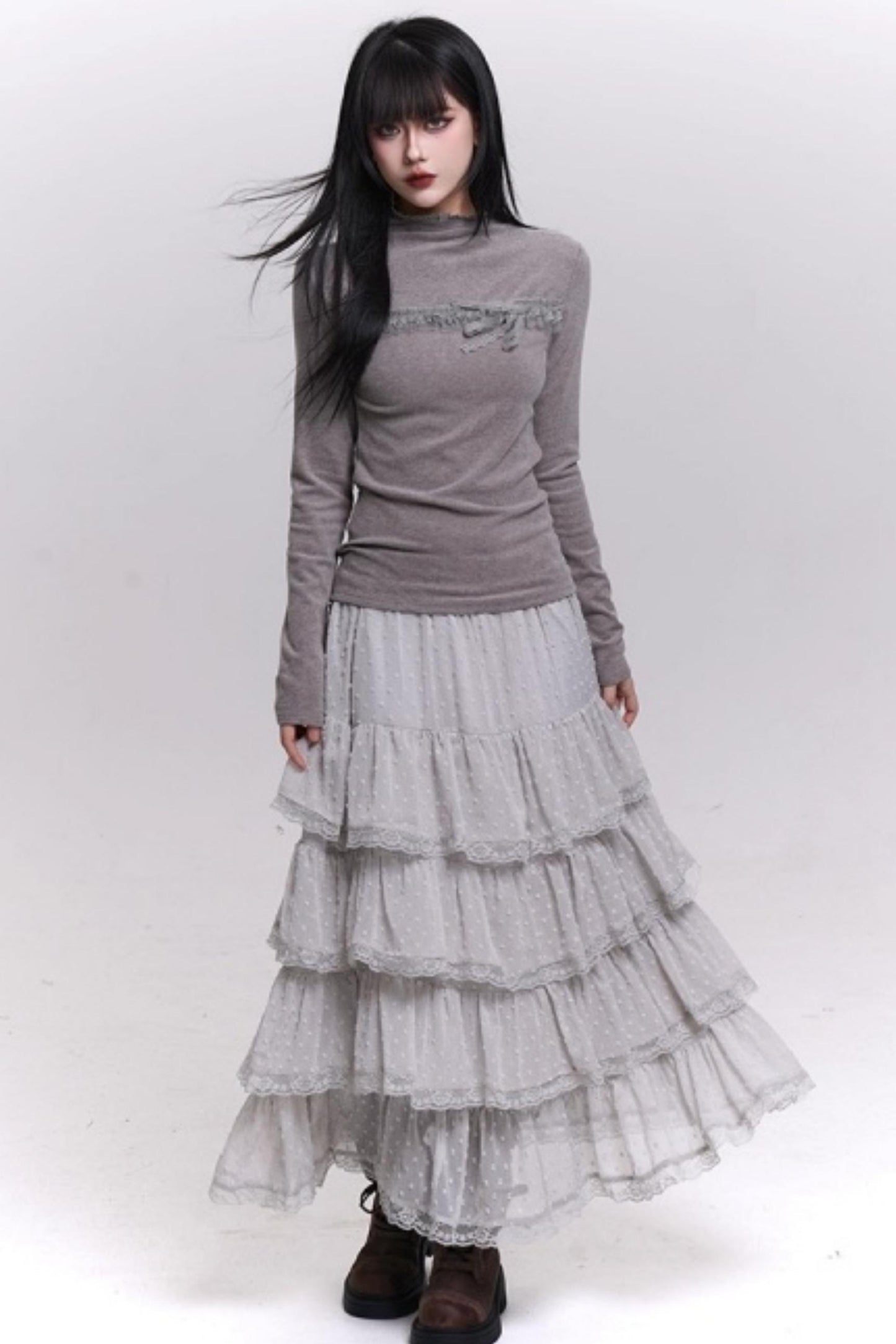 A-Line Chiffon Mesh Skirt