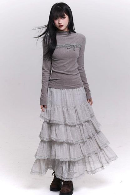 A-Line Chiffon Mesh Skirt