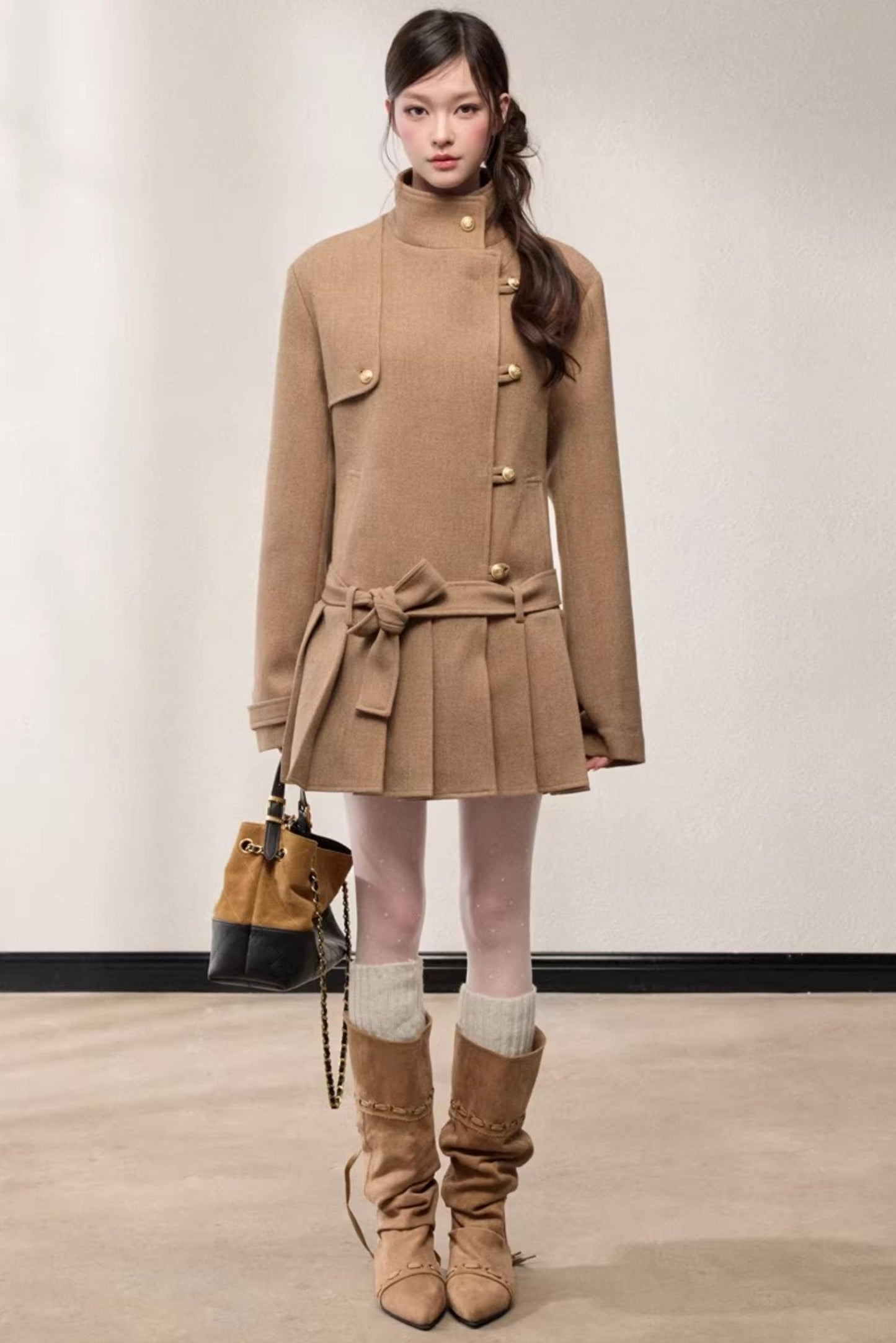 Stand-Up Collar Woolen Coat