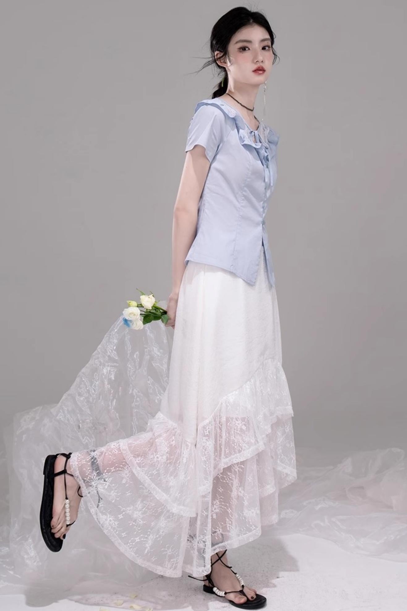 Curve Blue Cotton Shirt