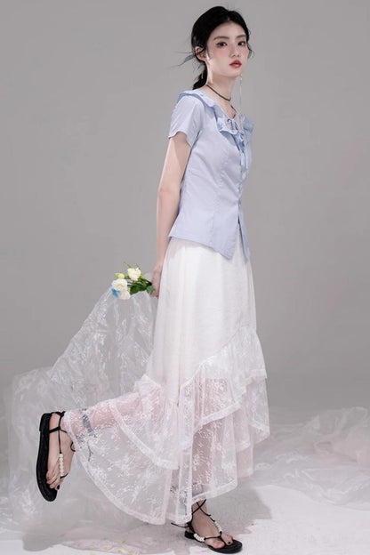 Curve Blue Cotton Shirt