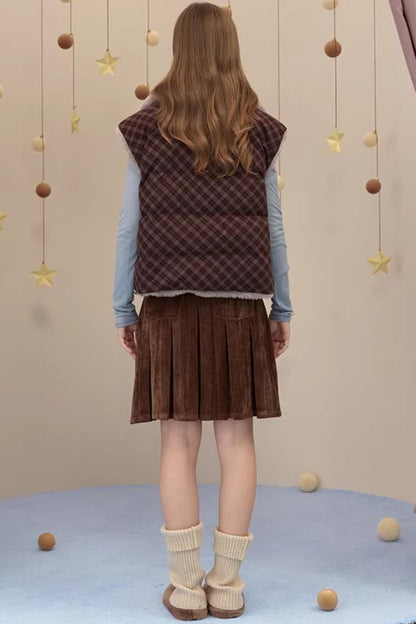 Reversible Suede Pleated Skirt