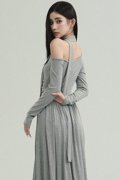 Pure Lust Knit Slanted Shoulder Dress