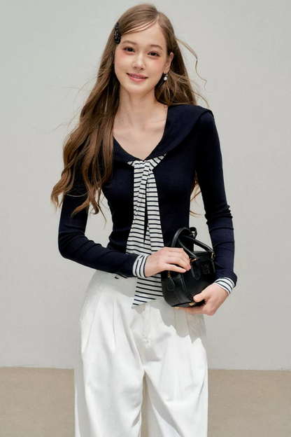 Navy Splice Collar T-Shirt