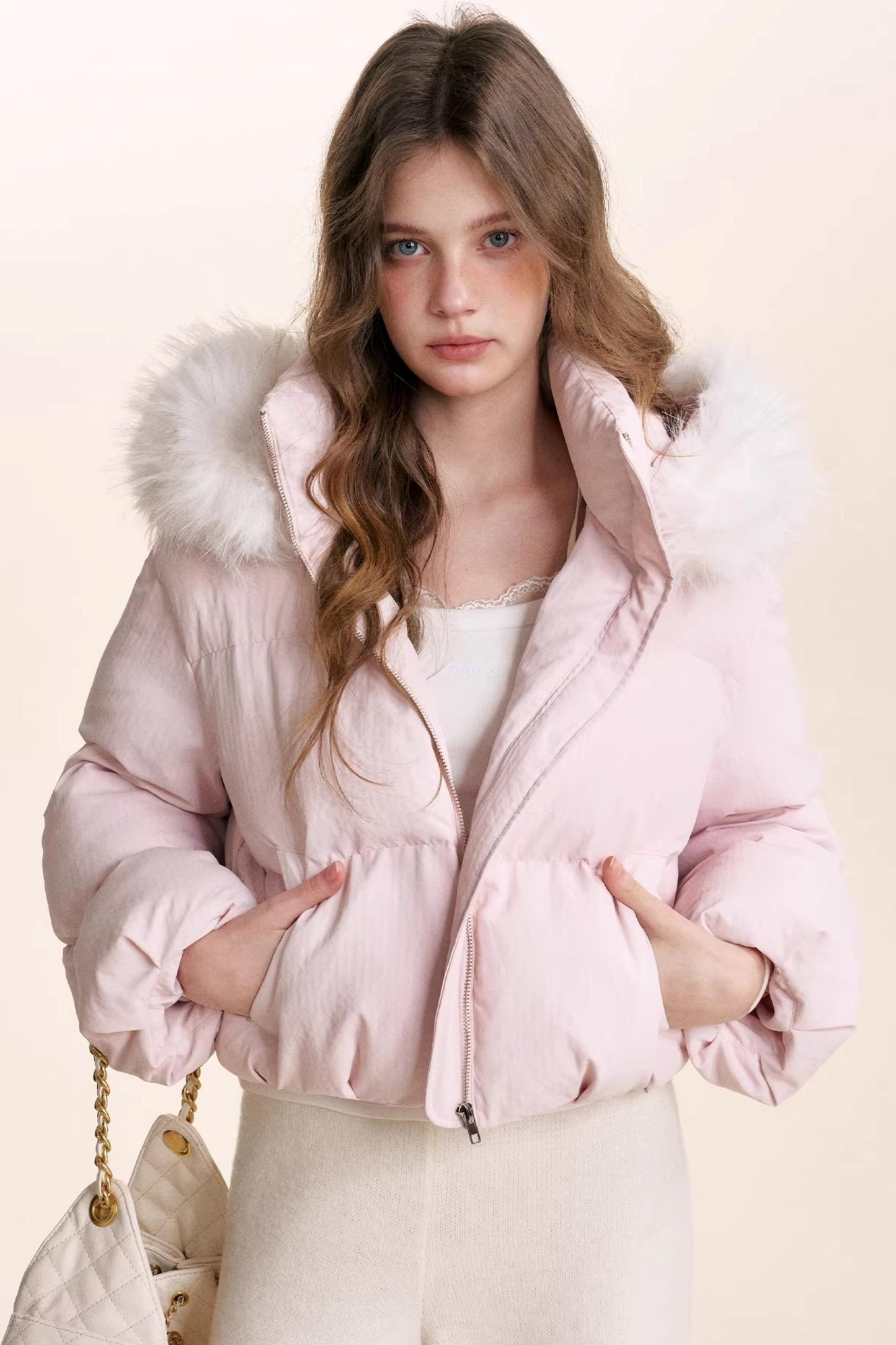 Detachable Fur Collar Hooded Jacket