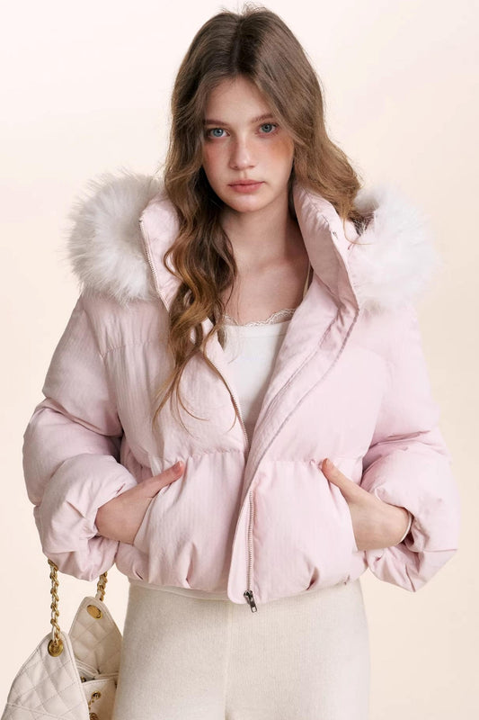 Detachable Fur Collar Hooded Jacket