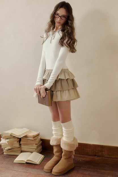 Retro Plaid Knit Tutu Skirt Dress