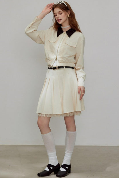 Autumn Lapel Short Coat Set-Up