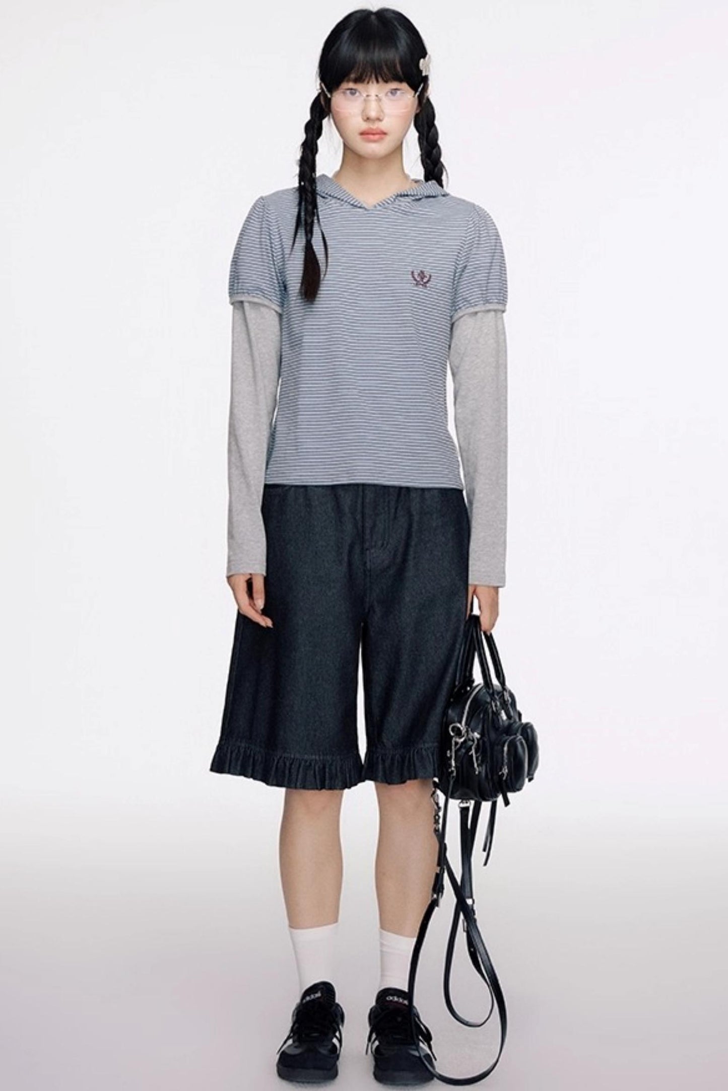 Panelled Puff Sleeve Layering Sweatshirt