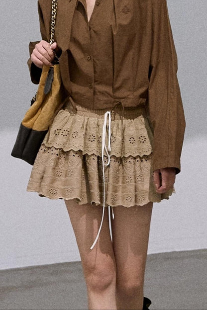 Lyocell Embroidered Puffy Cake Skirt