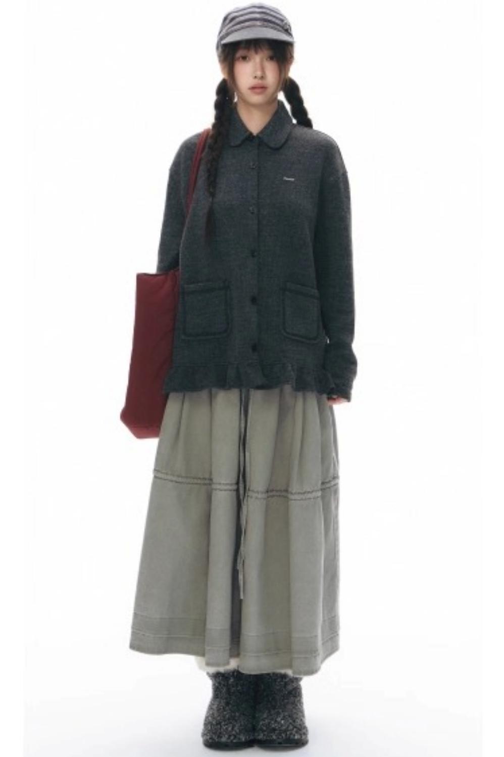 Elastic Cotton Dimensional Skirt